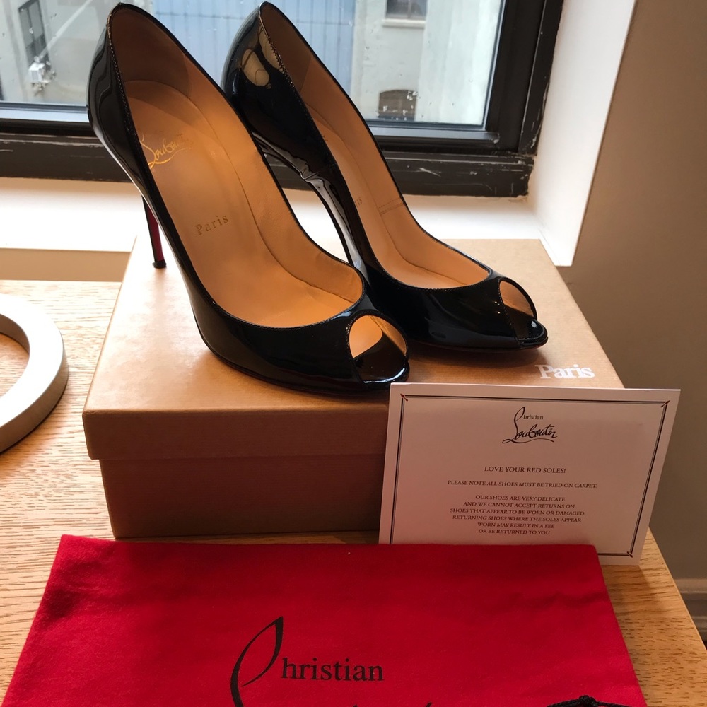 Christian Louboutin Black Patent Leather Stiletto Heels - Picture 5 of 8
